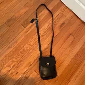 Vintage Coach Black Leather Crossbody Bag